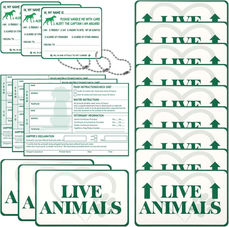 Geyee 18 قطعة ملصقات حيوانات حية لصناديق شحن الطائرات ملصقات حيوانات حية مع سهم هش للحيوانات الثديية ملصقات الشحن للتغليف - Image 1